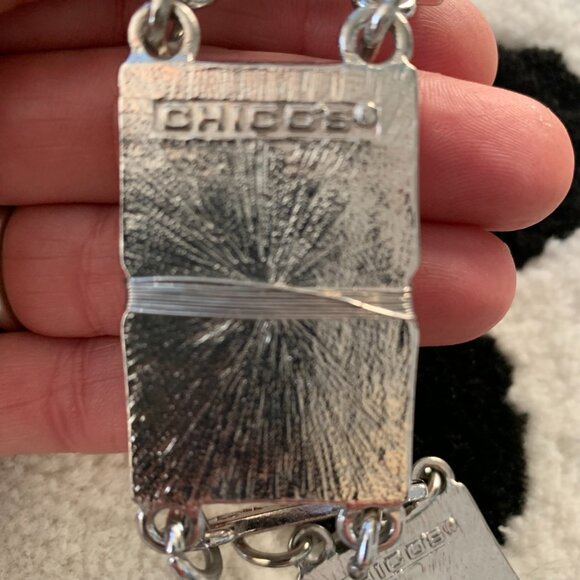 Vintage Chico's Silver Metal Beaded Chain Statement Chunky Boho Retro Hip Belt - Picture 10 of 13